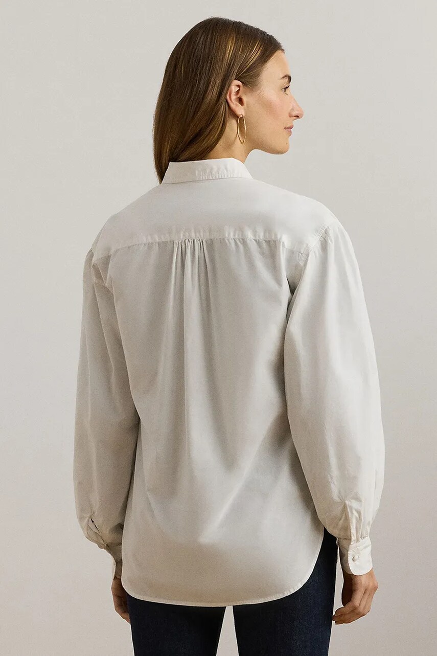 Бавовняна сорочка Lauren Ralph Lauren жіноча колір білий relaxed класичний комір 200962682