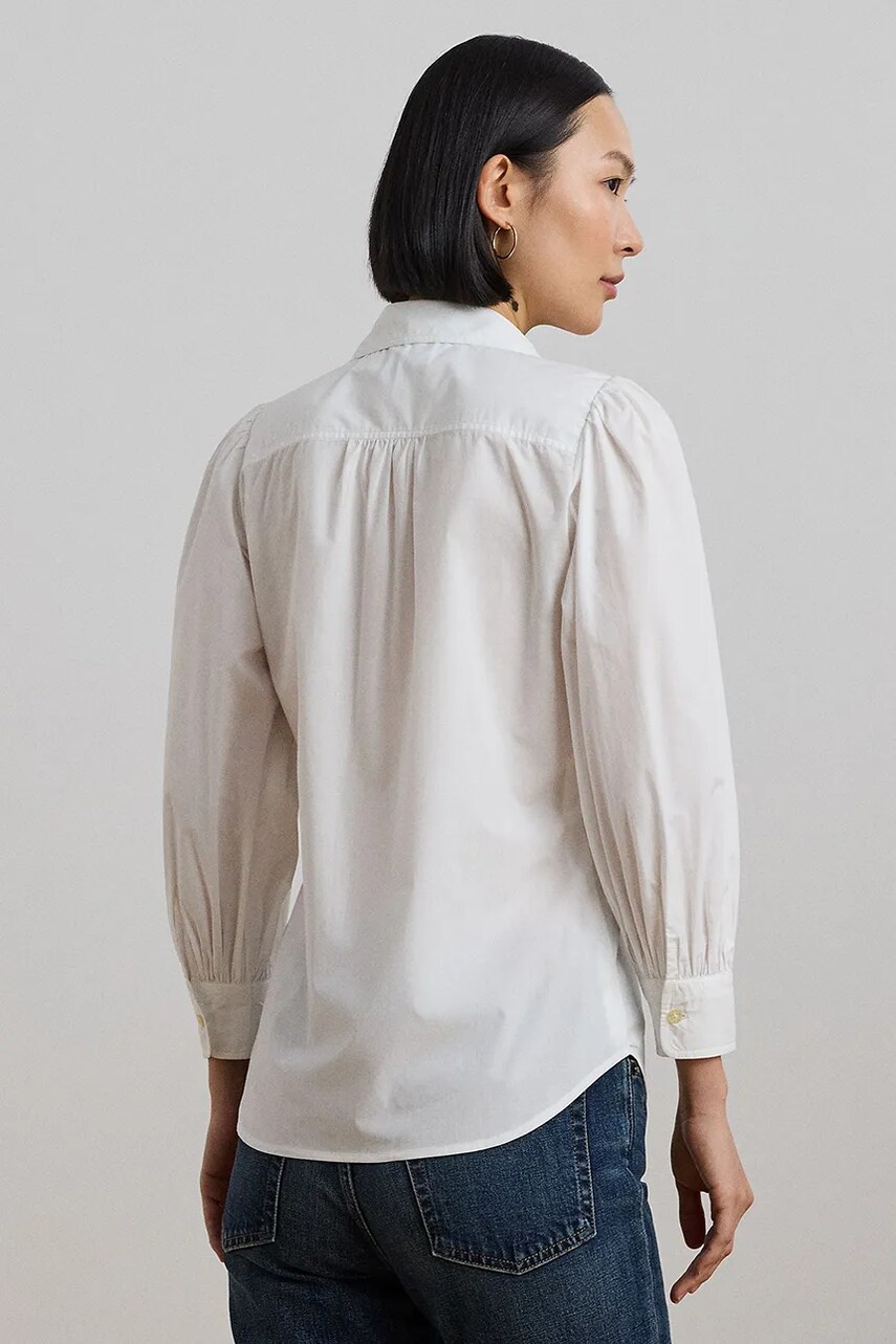 Бавовняна сорочка Lauren Ralph Lauren жіноча колір білий regular класичний комір 200957345