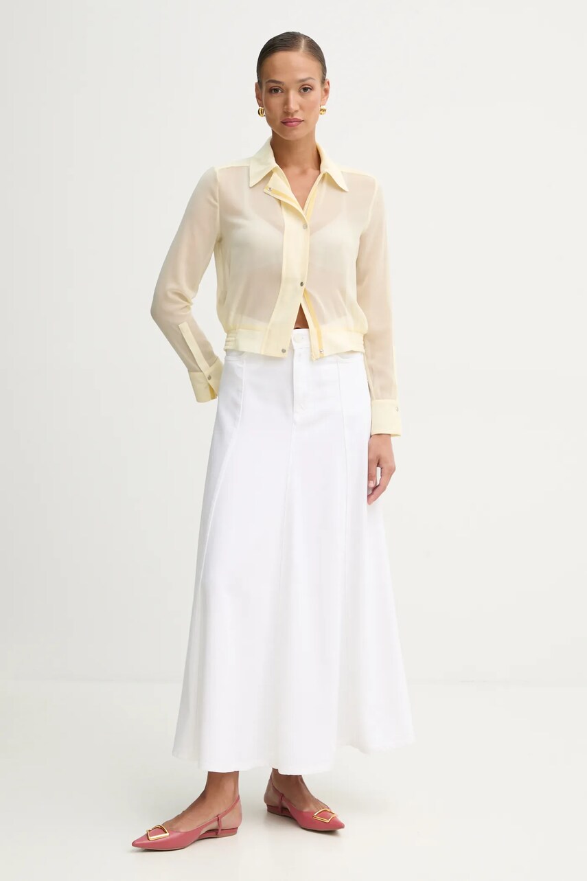 Сорочка Pinko жіноча колір жовтий regular класичний комір 104787 A21F