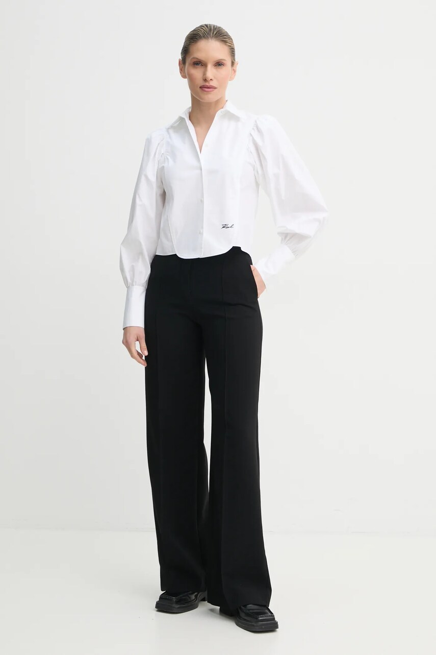 Бавовняна сорочка Karl Lagerfeld жіноча колір білий regular класичний комір A1W11016