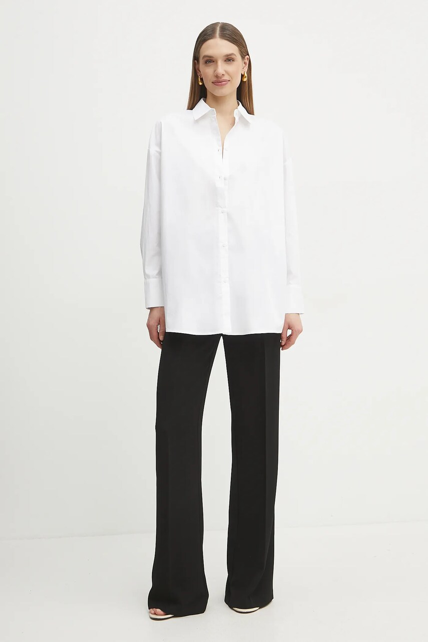 Бавовняна сорочка Armani Exchange жіноча колір білий relaxed класичний комір XW000455 AF12812