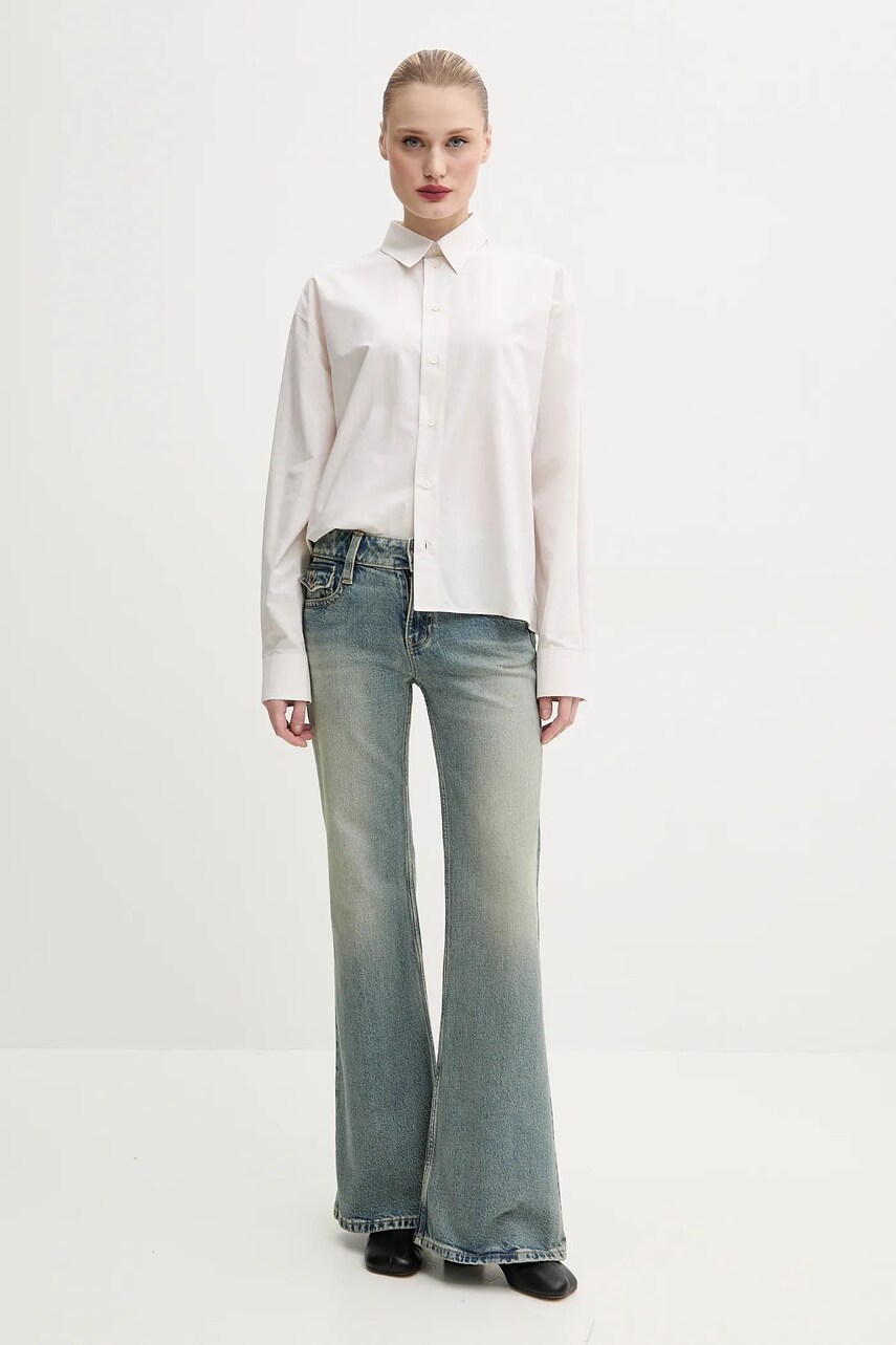 Бавовняна сорочка MM6 Maison Margiela жіноча колір бежевий relaxed класичний комір S52DT0043