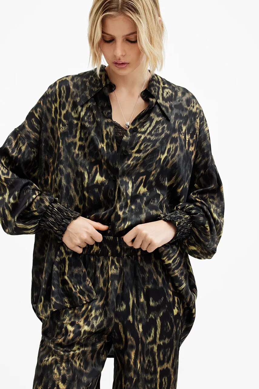 Сорочка з домішкою шовку AllSaints CHARLI relaxed класичний комір W050PB