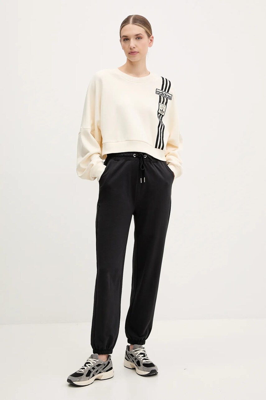Бавовняна кофта adidas Originals Adibreak Cropped Sweatshirt жіноча колір бежевий з аплікацією JD0084