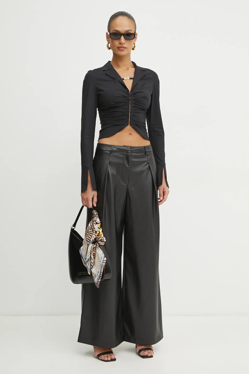 Сорочка Versace Jeans Couture жіноча колір чорний slim класичний комір 78HAL203 N0431