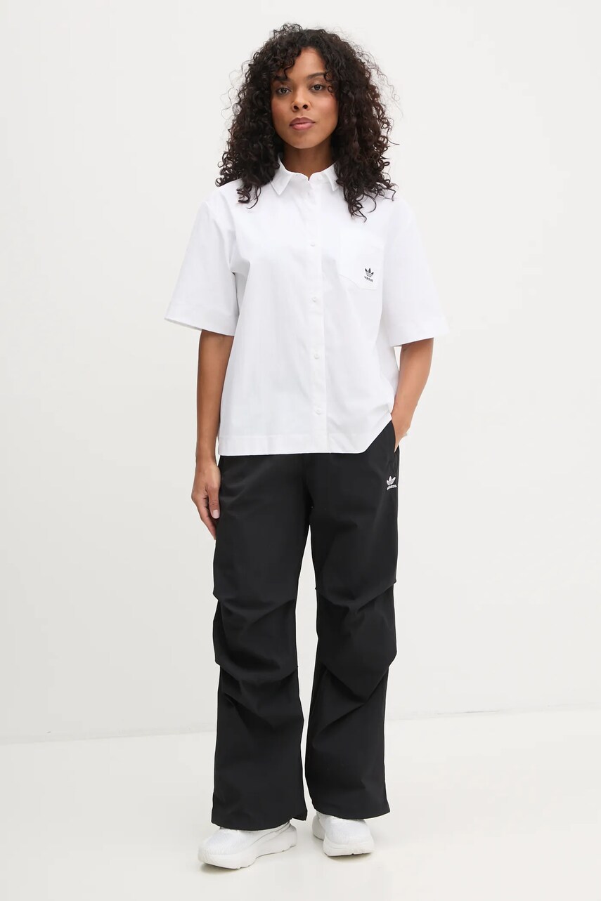 Сорочка adidas Originals Essential жіноча колір білий relaxed класичний комір JD1504