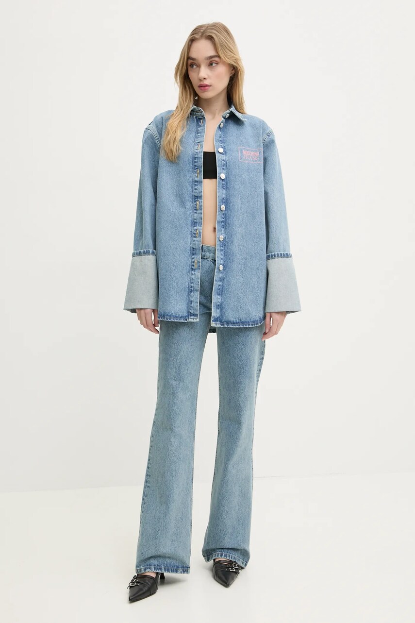 Джинсова сорочка Moschino Jeans жіноча relaxed класичний комір 0216 3217