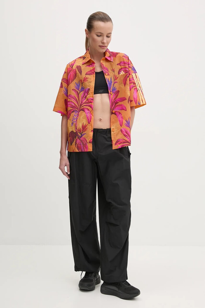 Сорочка adidas x Farm Rio жіноча колір помаранчевий relaxed класичний комір JD6281