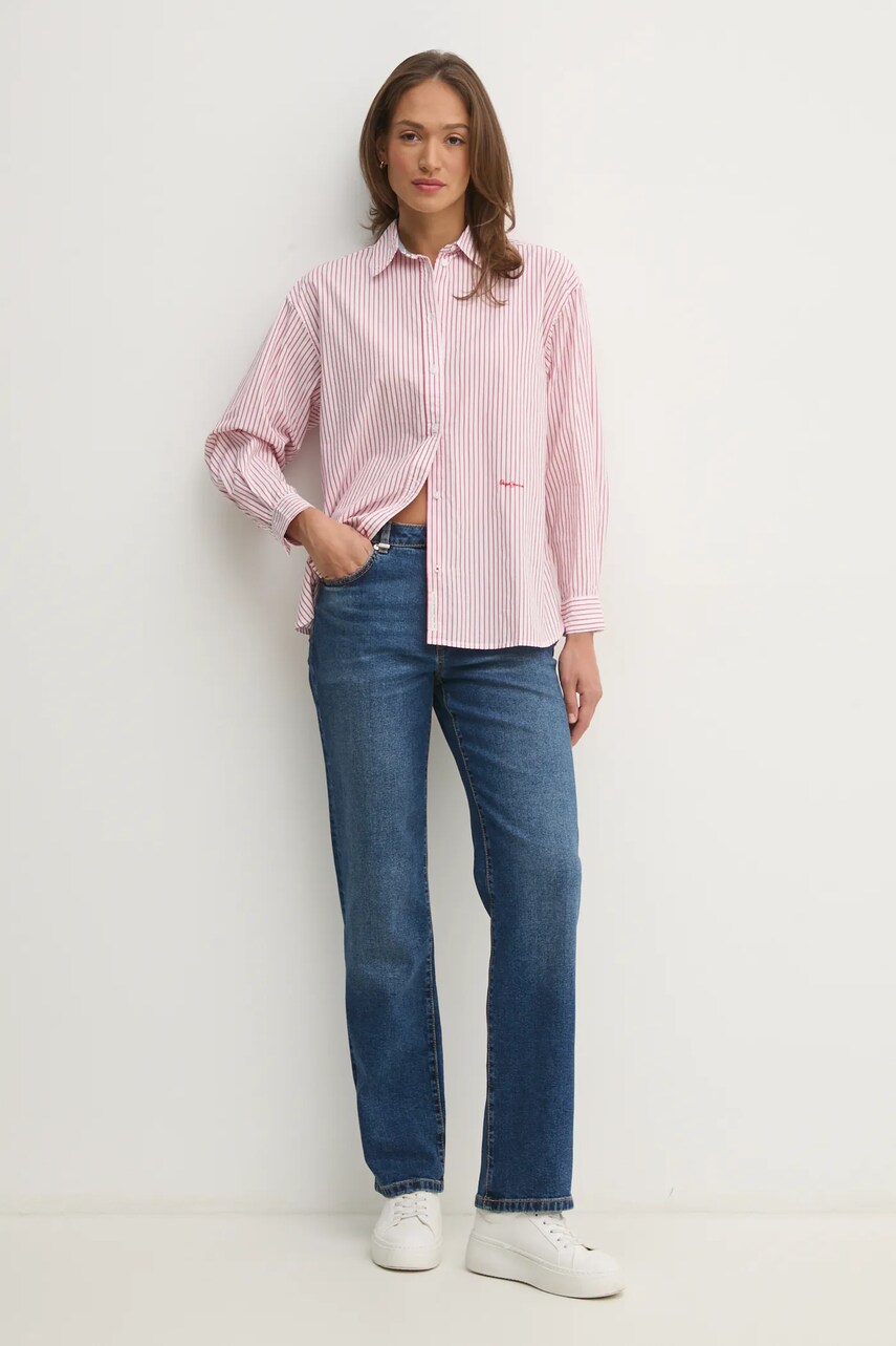 Бавовняна сорочка Pepe Jeans CLEM жіноча колір червоний relaxed класичний комір PL305001