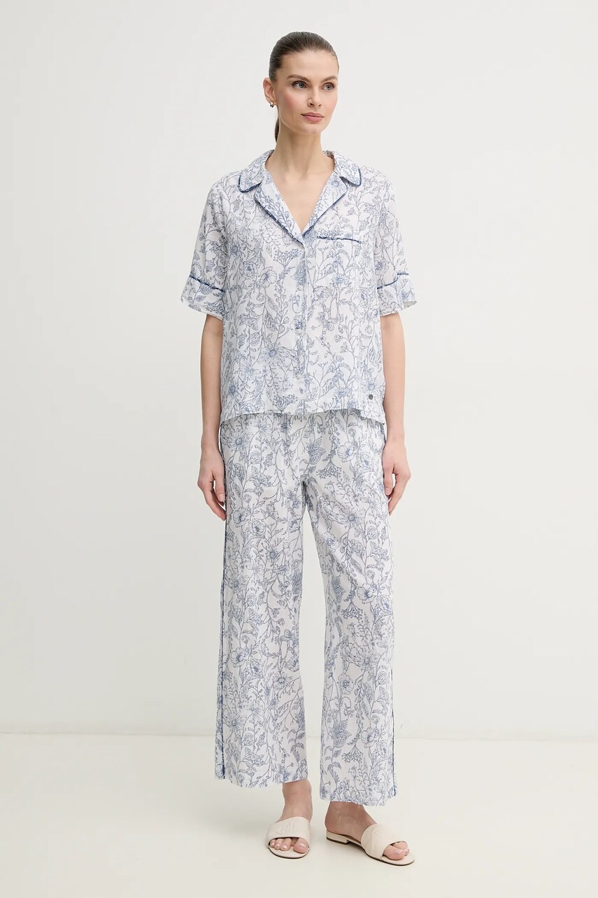 Сорочка з льону Pepe Jeans DORIS жіноча колір білий regular класичний комір PL305025