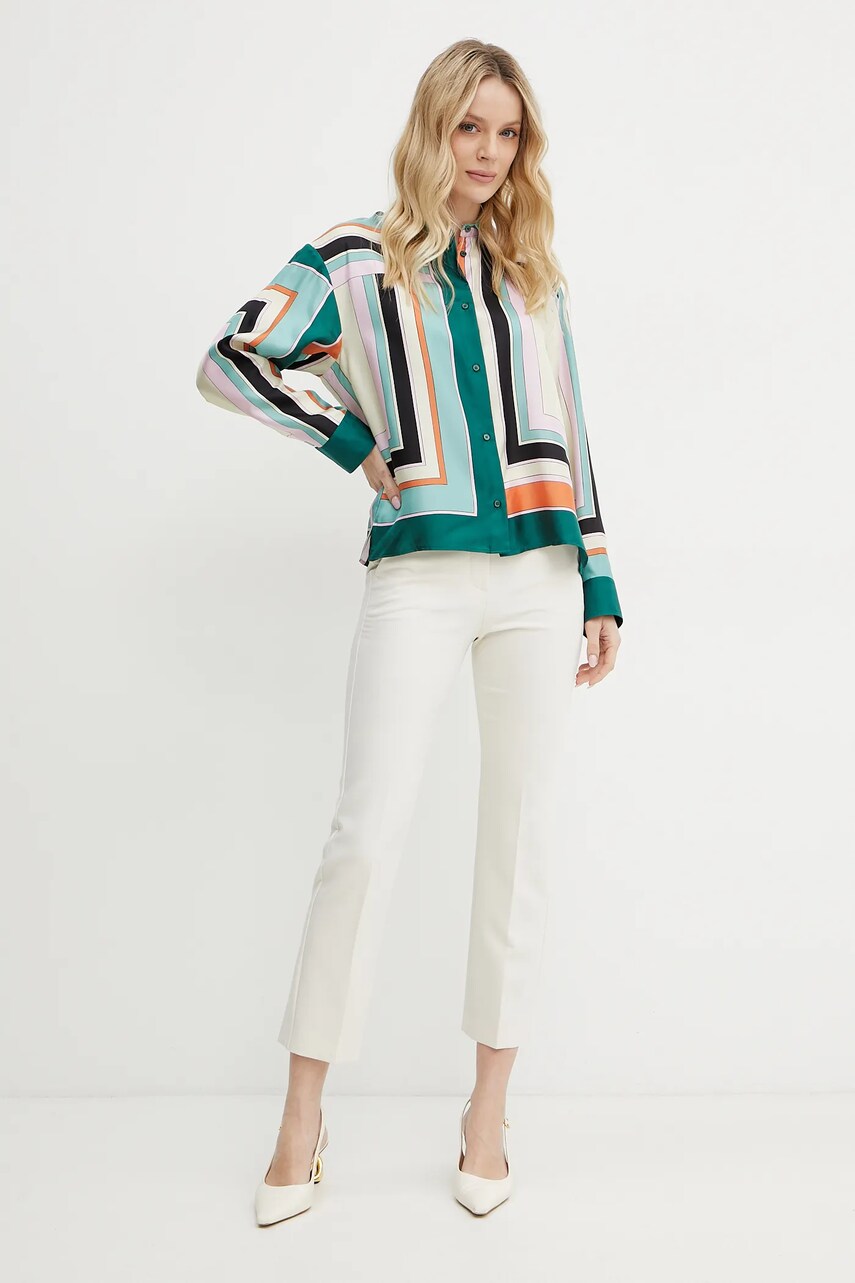 Шовкова сорочка Weekend Max Mara жіноча колір бежевий regular класичний комір 2515111031600