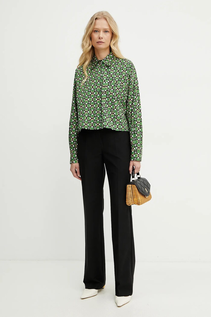 Бавовняна сорочка Weekend Max Mara жіноча колір зелений relaxed класичний комір 2515111112600