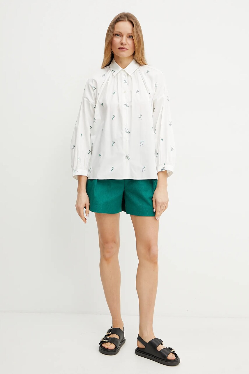 Бавовняна сорочка Weekend Max Mara жіноча колір білий relaxed класичний комір 2515111132600