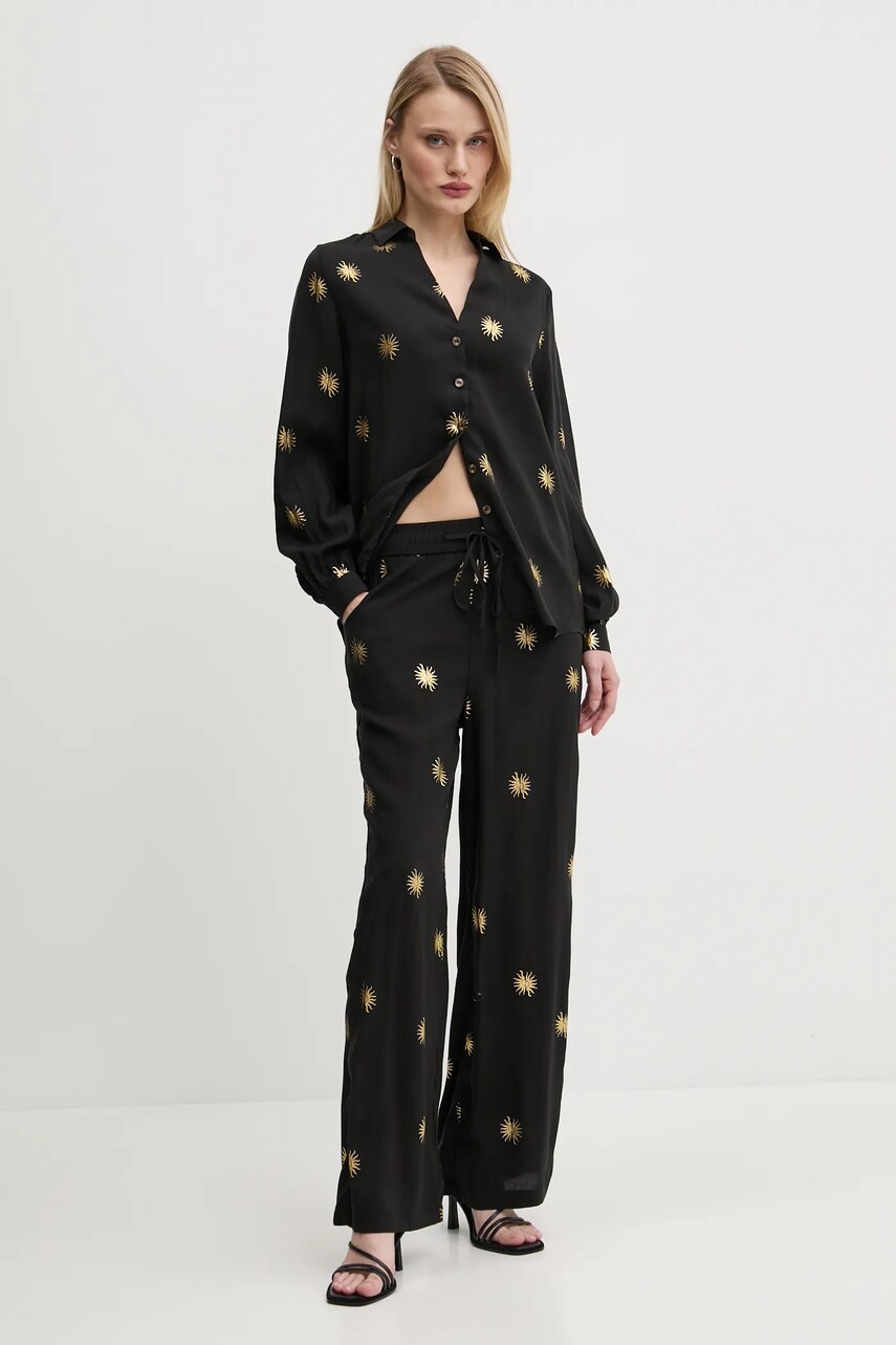 Сорочка Never Fully Dressed Gold Sun Miley жіноча колір чорний relaxed класичний комір NFDTO1492