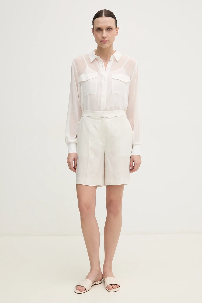 Сорочка Dkny жіноча колір білий regular класичний комір P51MGJ39
