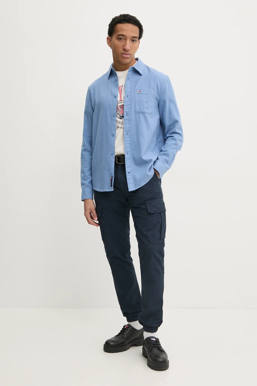 Бавовняна сорочка Tommy Jeans чоловіча regular класичний комір DM0DM20669