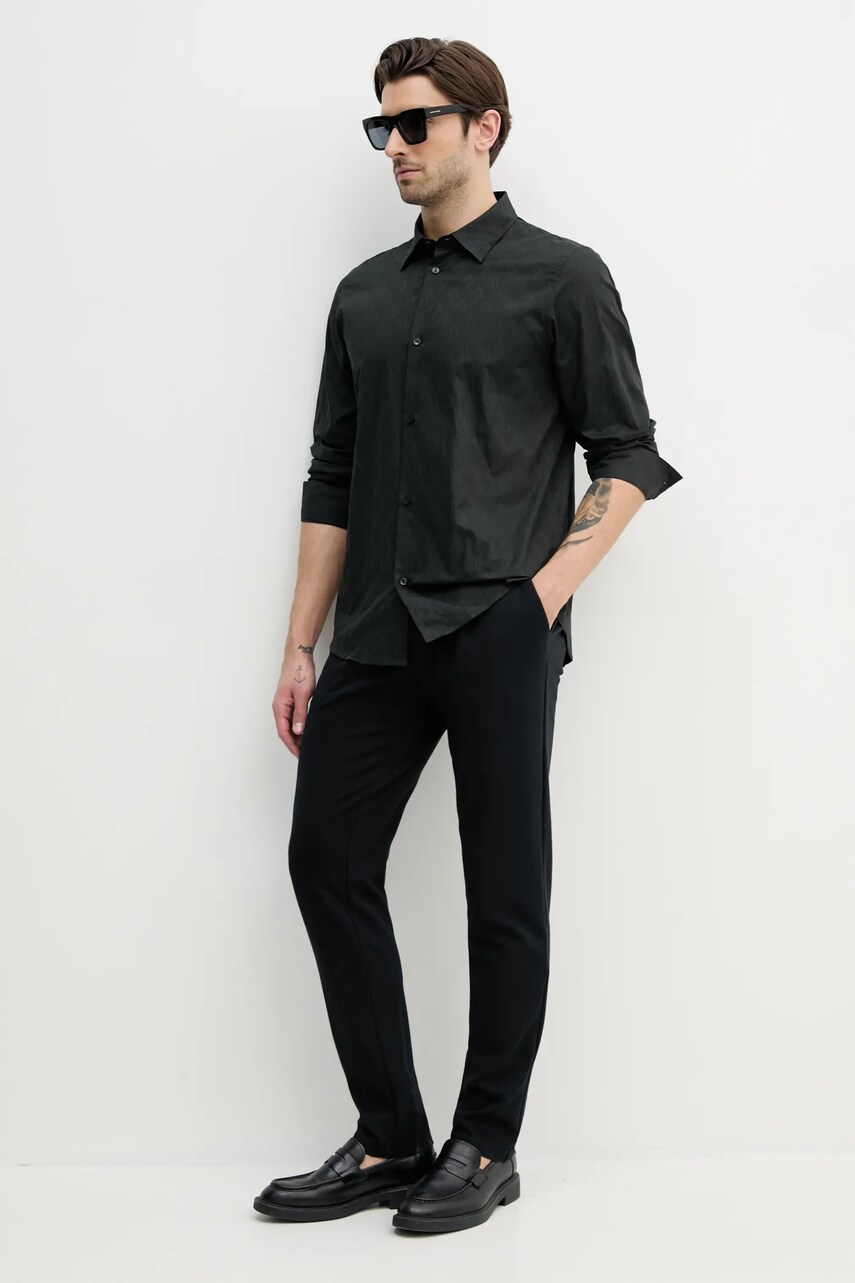 Бавовняна сорочка Armani Exchange чоловіча колір зелений regular класичний комір XM000197 AF12179