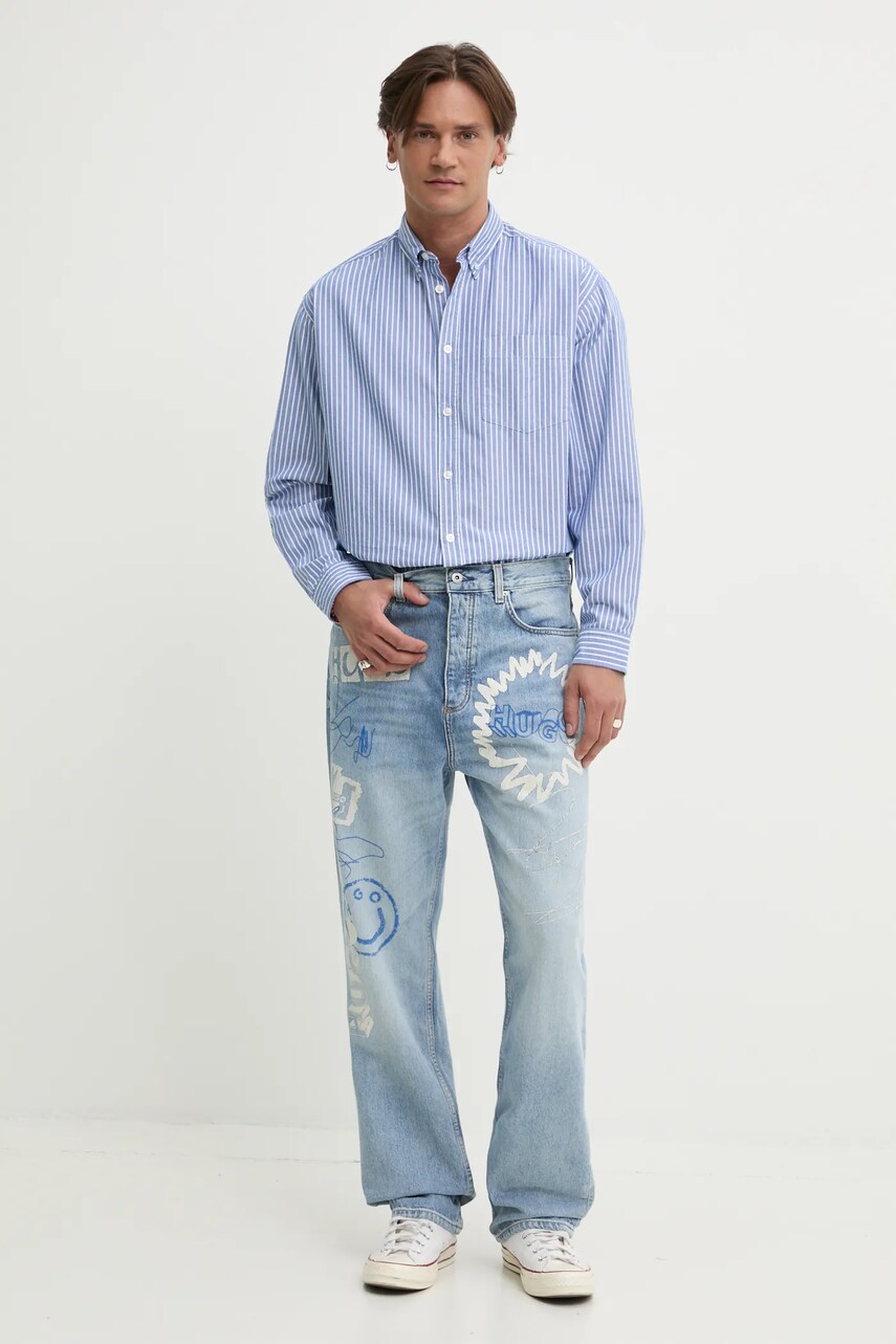 Бавовняна сорочка Hugo Blue чоловіча relaxed комір button-down 50534183
