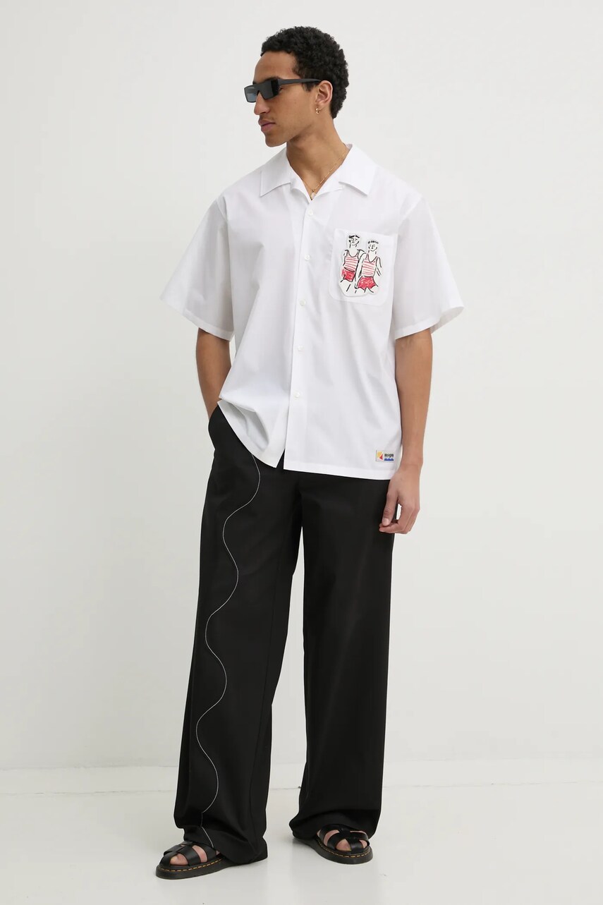 Бавовняна сорочка MSGM чоловіча колір білий relaxed класичний комір 3840ME06X.257100