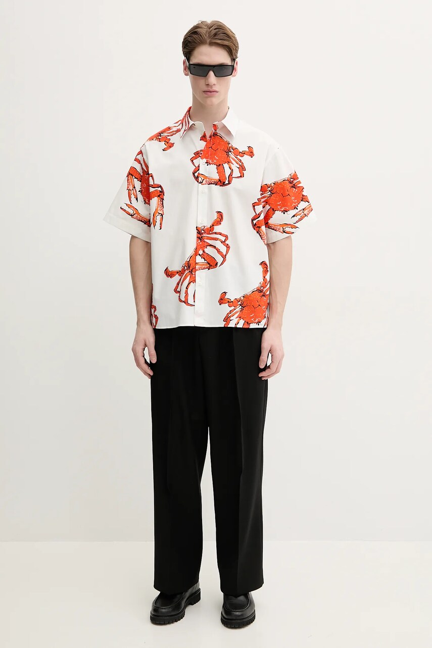 Бавовняна сорочка MSGM чоловіча колір білий relaxed класичний комір 3840ME12.257051