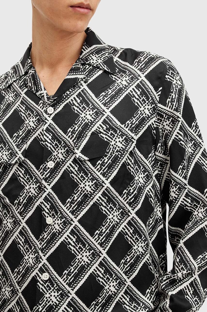 Сорочка AllSaints GRID чоловіча колір чорний relaxed M025SB