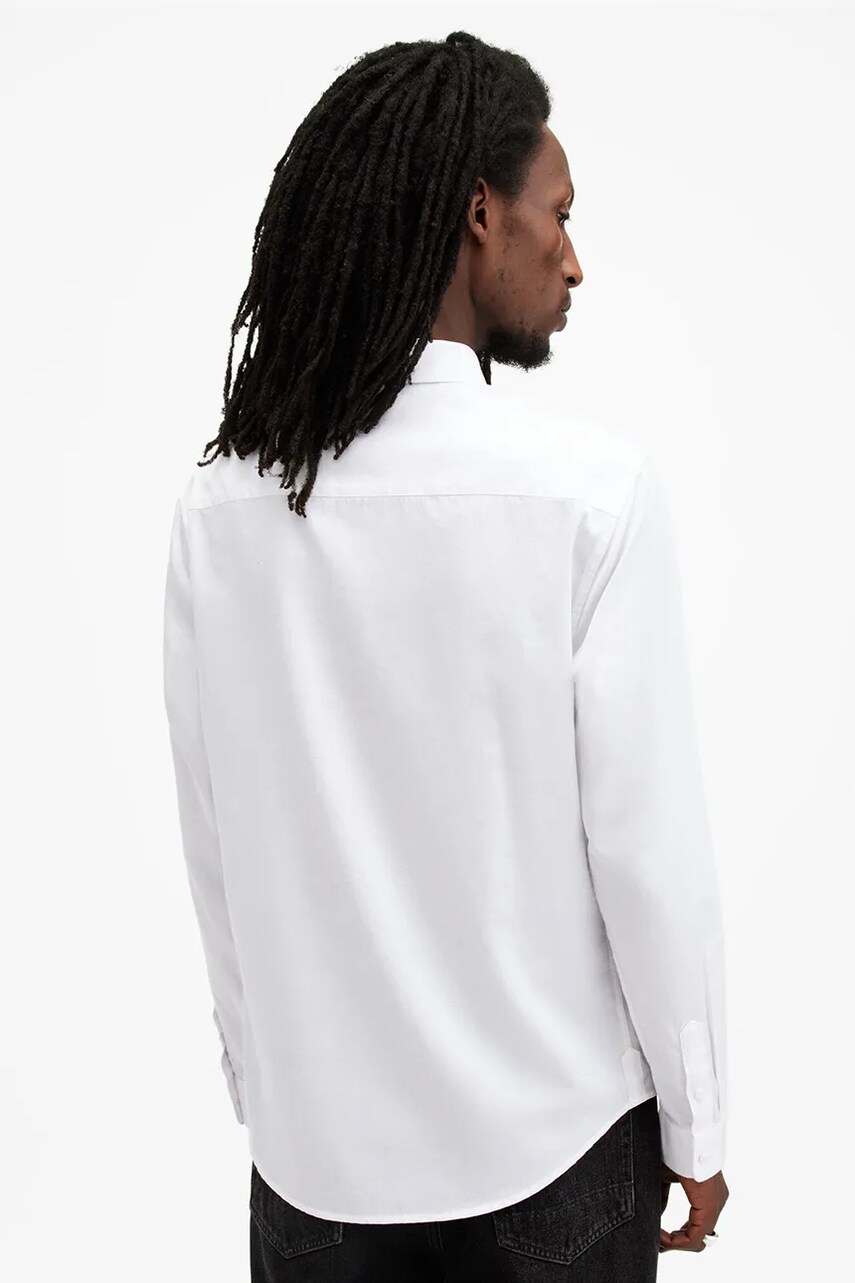 Бавовняна сорочка AllSaints ECHO чоловіча колір білий slim класичний комір M089SB