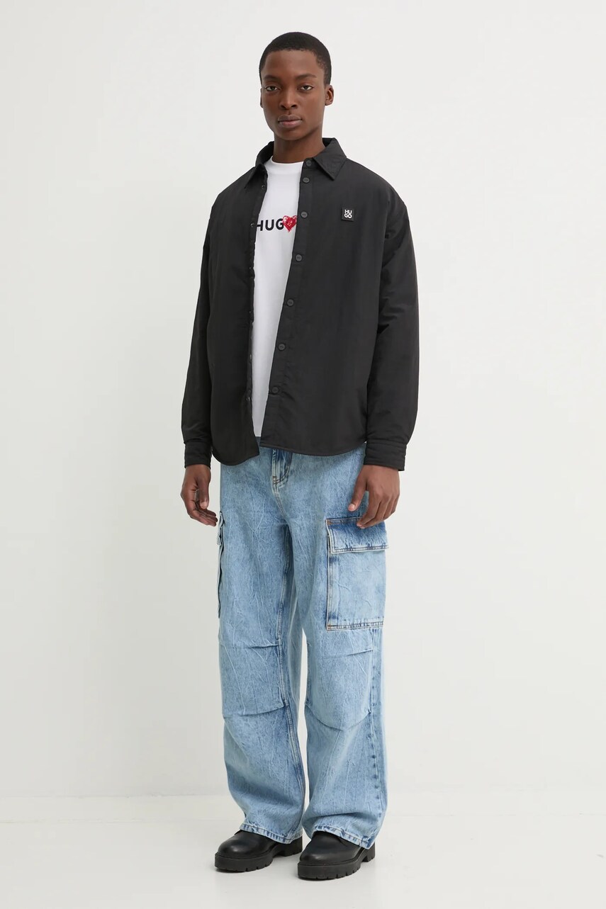 Куртка HUGO чоловіча колір чорний перехідна oversize 50534283