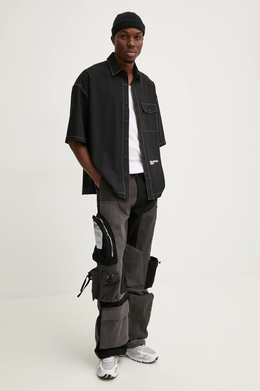 Сорочка Karl Lagerfeld Jeans чоловіча колір чорний relaxed класичний комір A1M16016