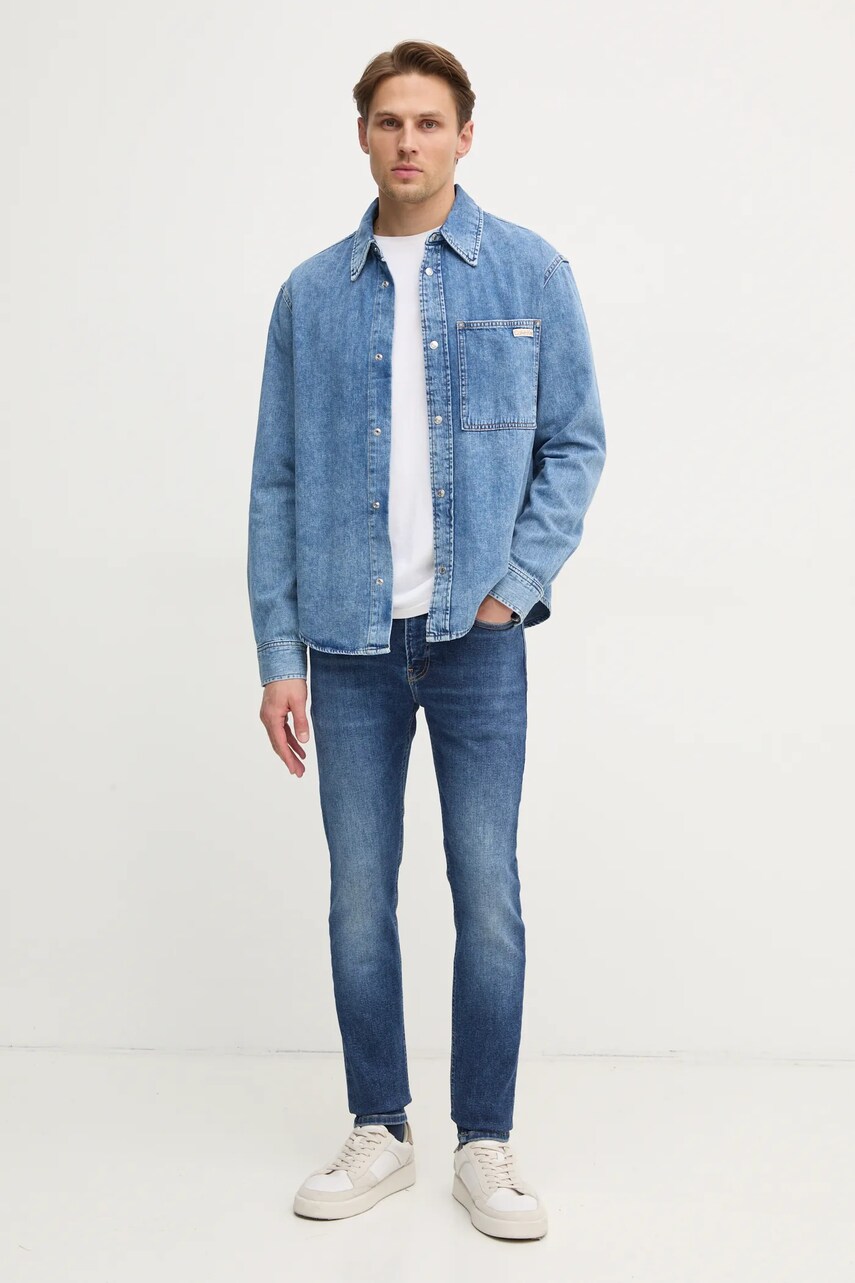 Джинсова сорочка Calvin Klein Jeans чоловіча regular класичний комір J30J326561