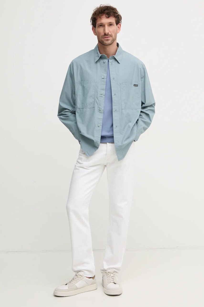 Бавовняна сорочка Calvin Klein Jeans чоловіча relaxed класичний комір J30J326721