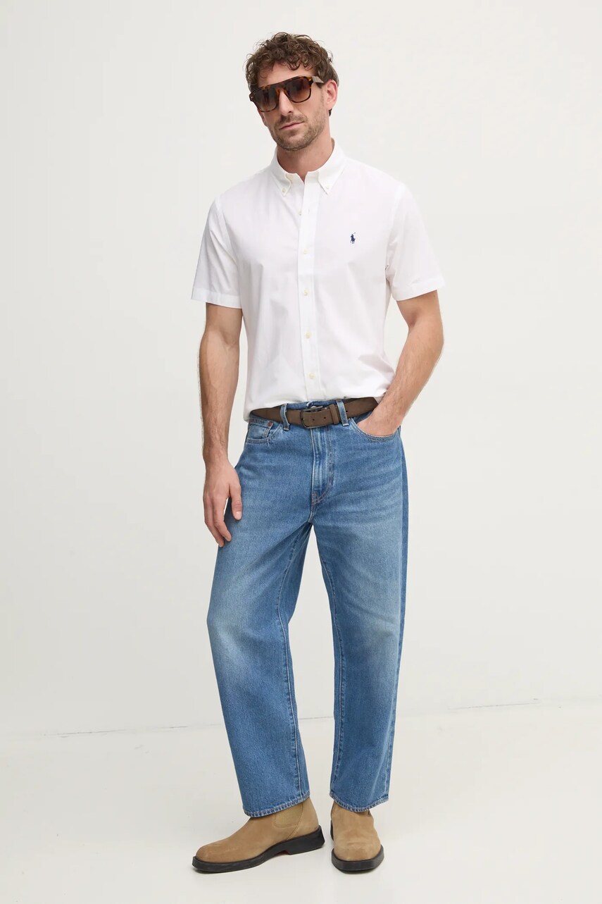 Бавовняна сорочка Polo Ralph Lauren чоловіча колір бежевий regular комір button-down 710945315