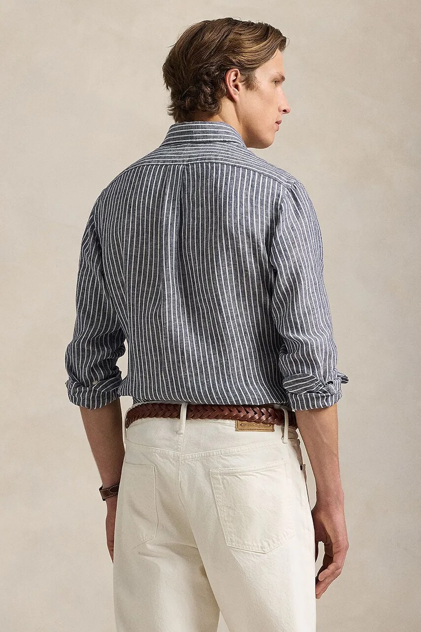 Сорочка з льону Polo Ralph Lauren колір синій regular класичний комір 710961264