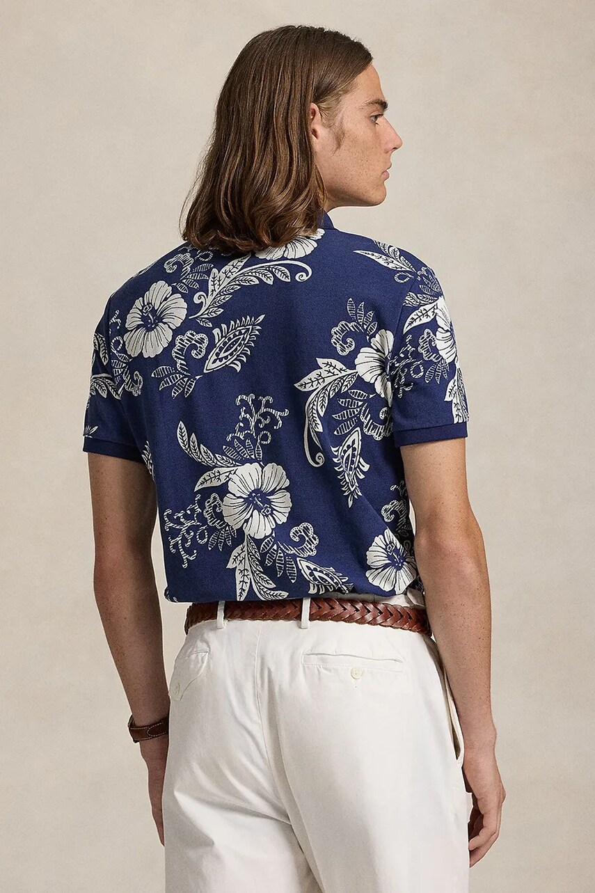 Бавовняне поло Polo Ralph Lauren колір чорний візерунок 710956684