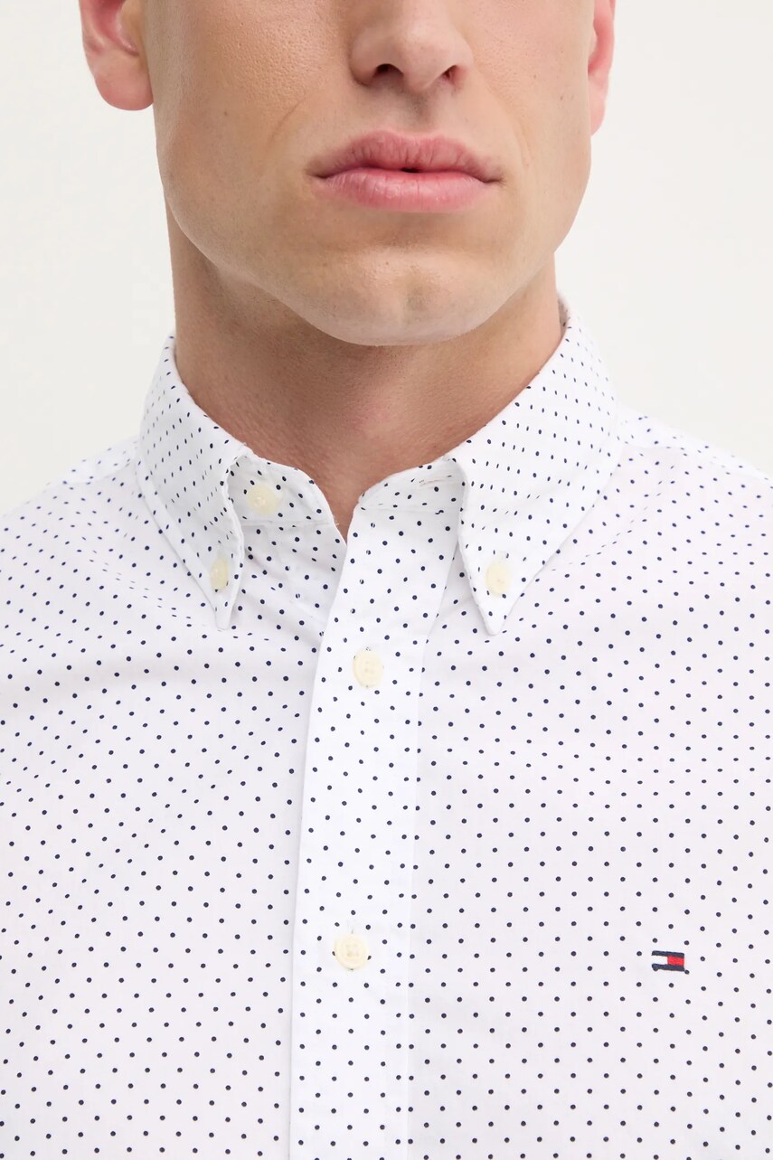 Бавовняна сорочка Tommy Hilfiger чоловіча колір білий regular комір button-down MW0MW37554