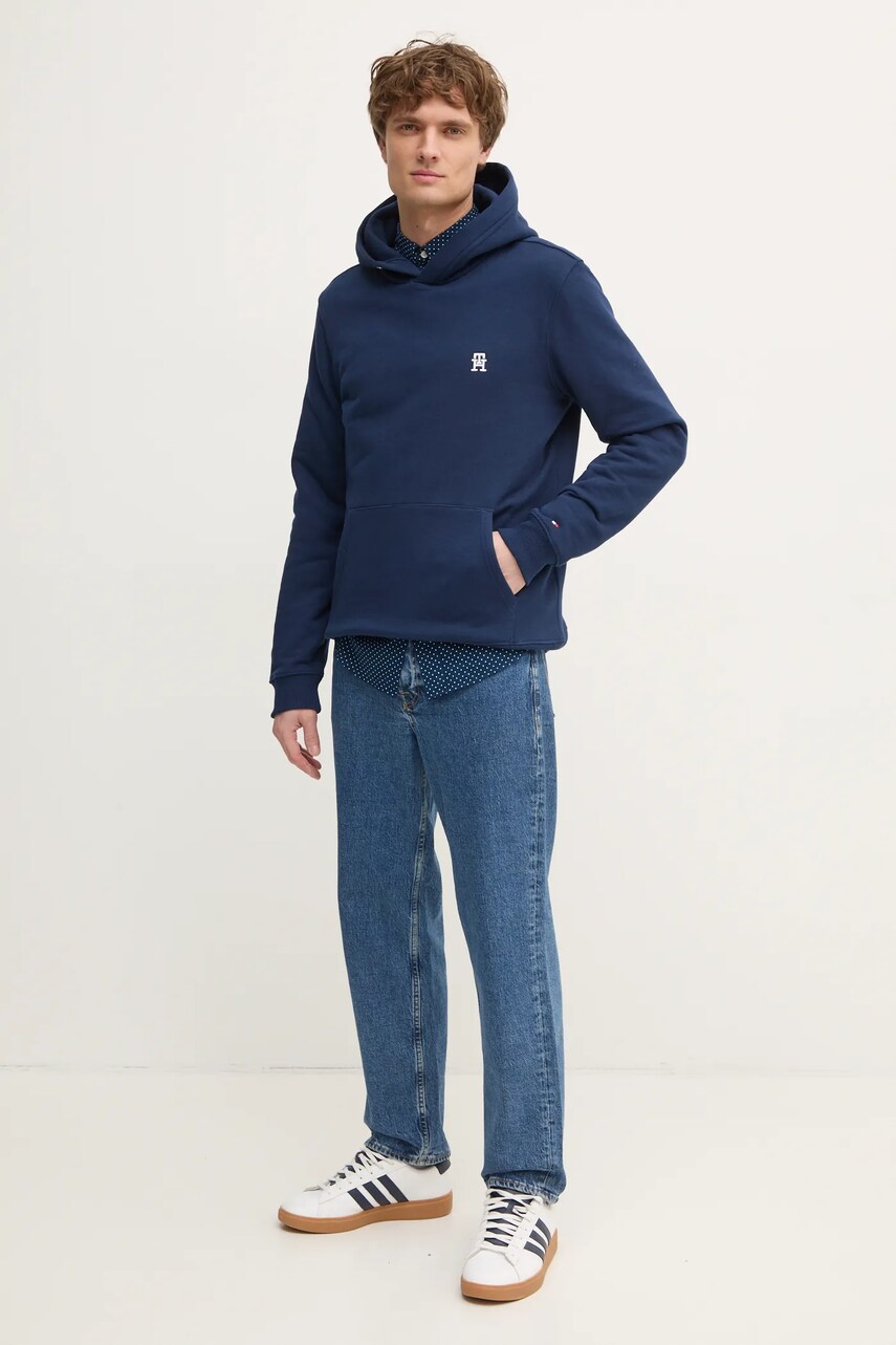Бавовняна сорочка Tommy Hilfiger чоловіча колір синій regular комір button-down MW0MW37554