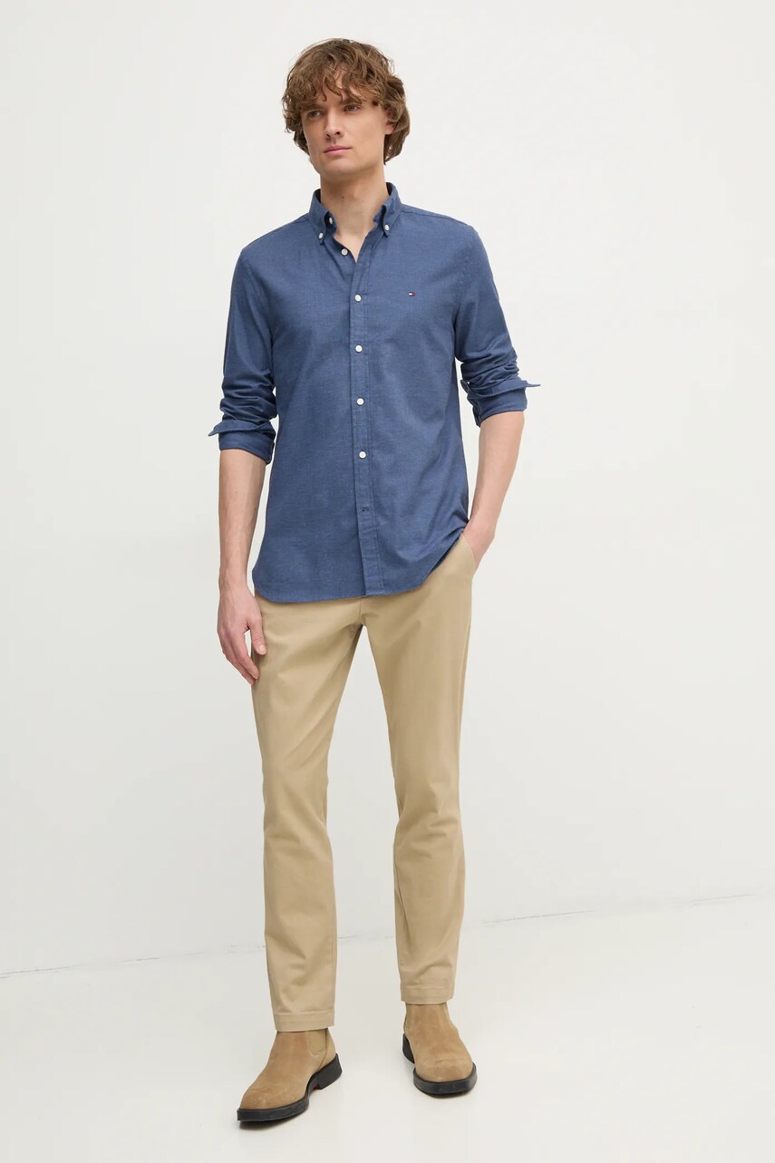 Сорочка з домішкою льону Tommy Hilfiger regular комір button-down MW0MW37574