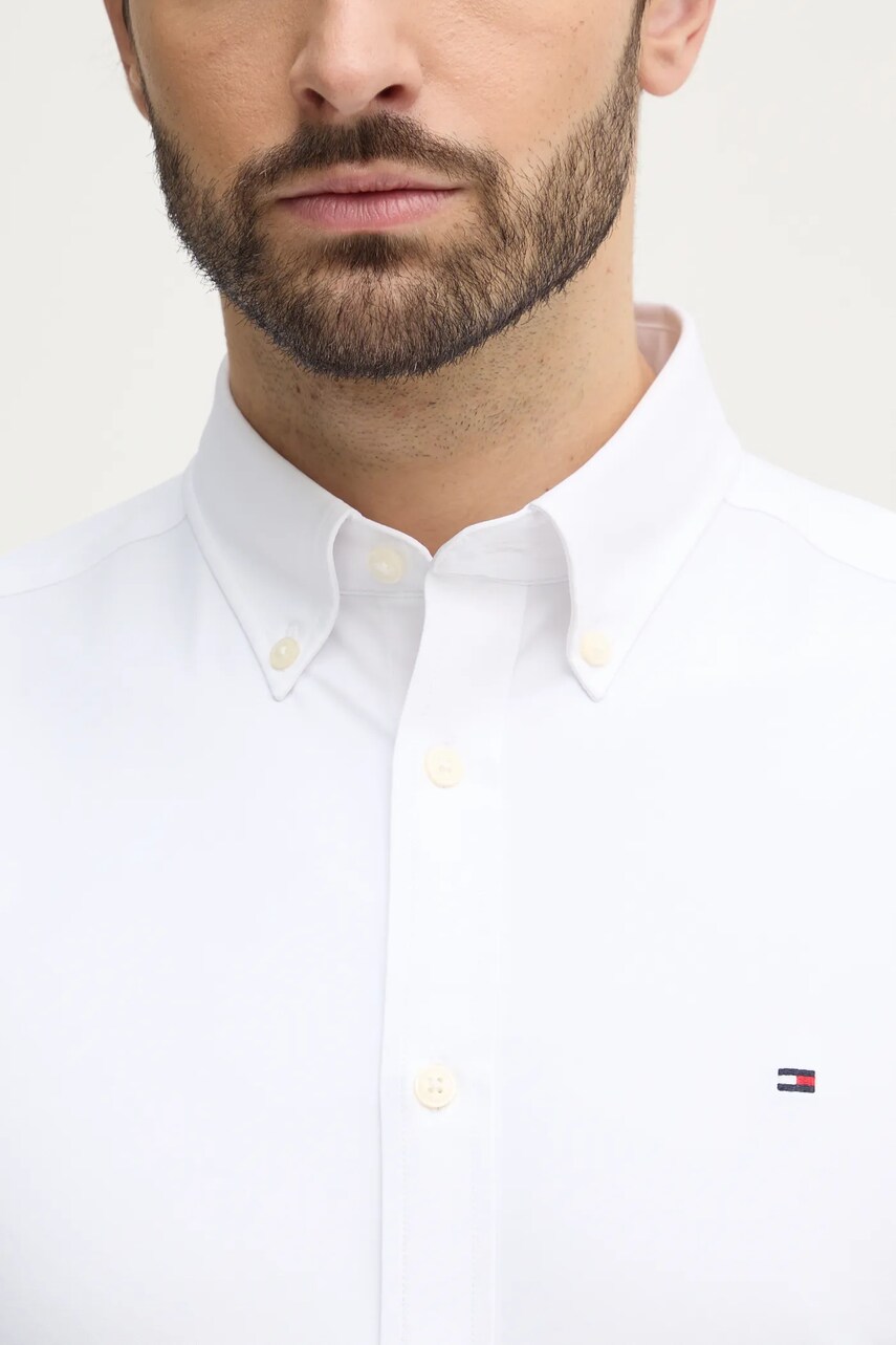 Сорочка Tommy Hilfiger чоловіча колір білий regular комір button-down MW0MW39004