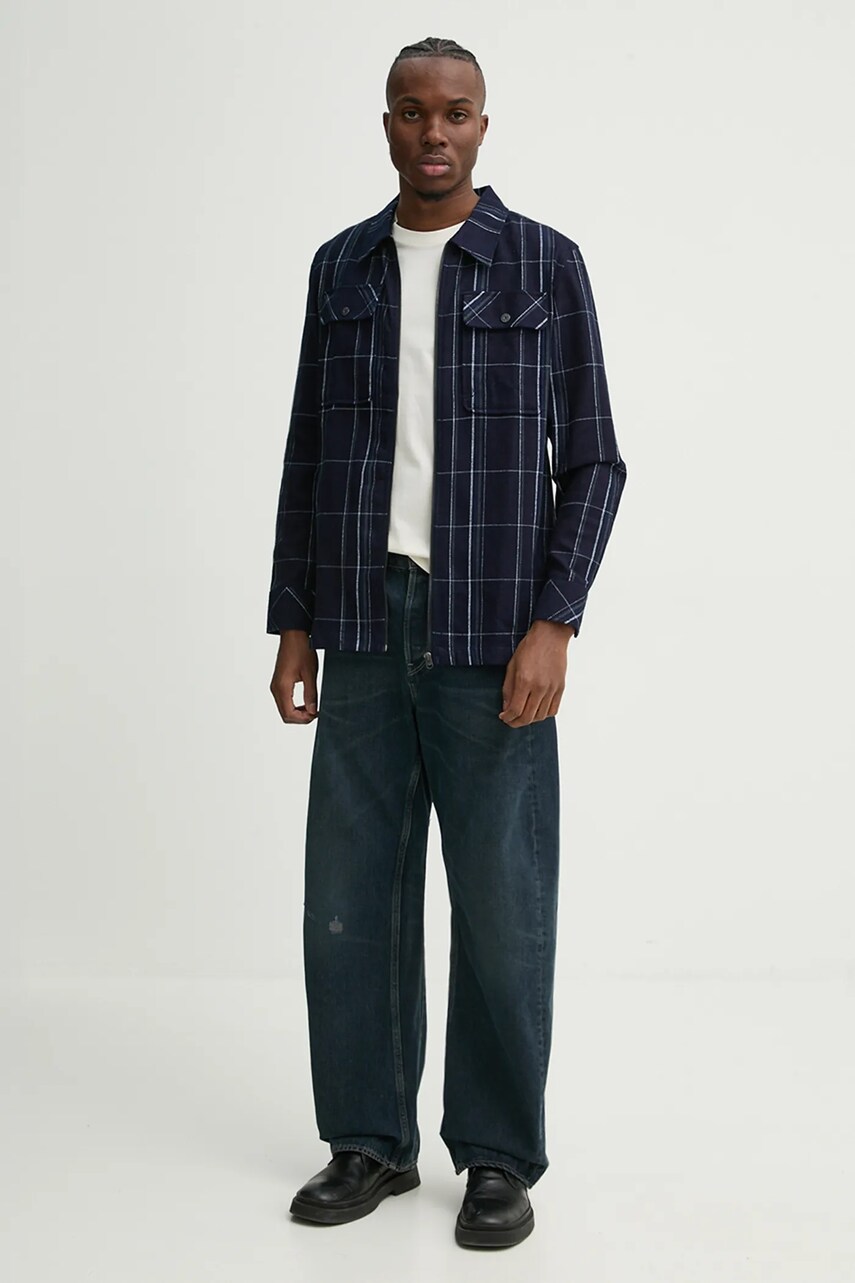 Бавовняна сорочка G-Star Raw чоловіча колір синій regular класичний комір D25825-D745