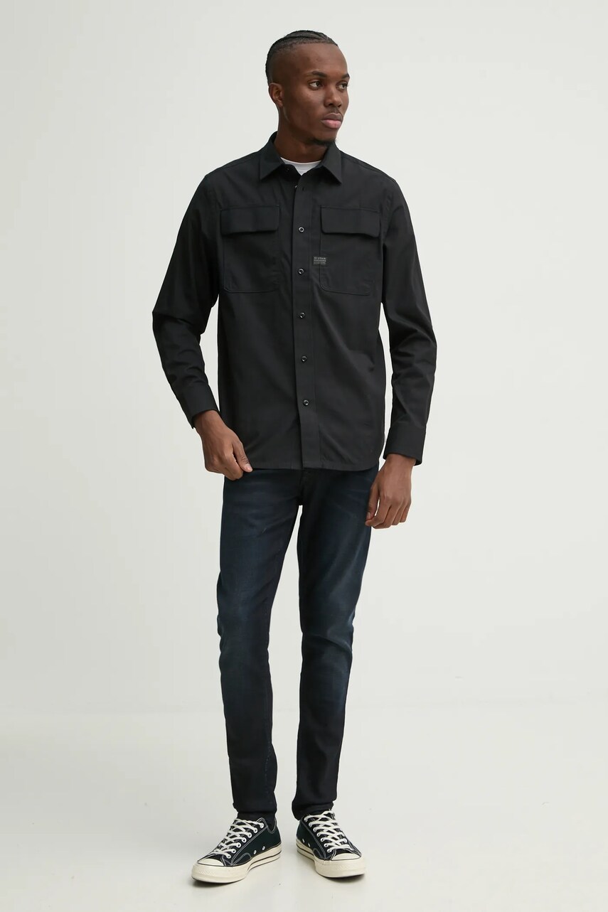 Бавовняна сорочка G-Star Raw чоловіча колір чорний regular класичний комір D23583-D773