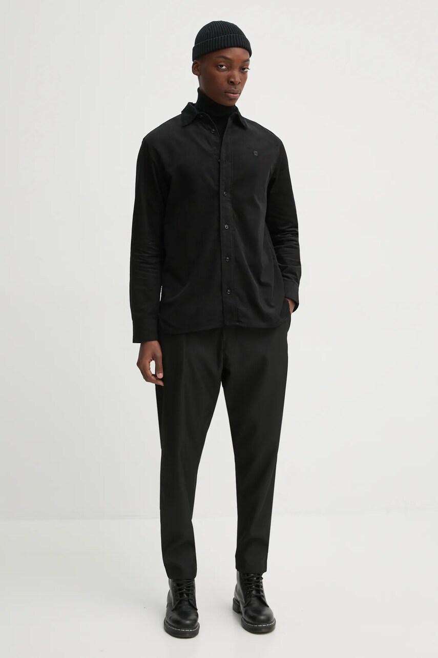 Бавовняна сорочка G-Star Raw чоловіча колір чорний regular класичний комір D25196-D751