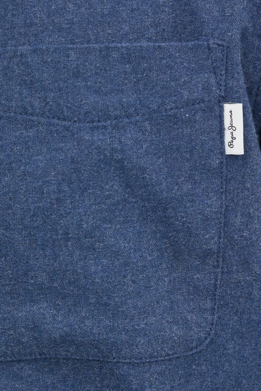 Бавовняна сорочка Pepe Jeans AARON чоловіча колір синій regular комір button-down PM308804