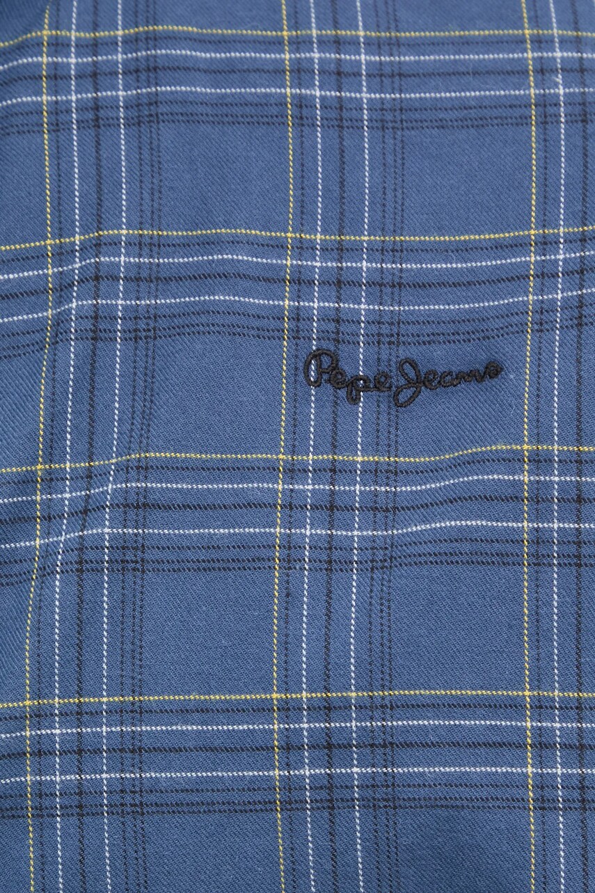 Бавовняна сорочка Pepe Jeans ALAN чоловіча колір синій regular комір button-down PM308806
