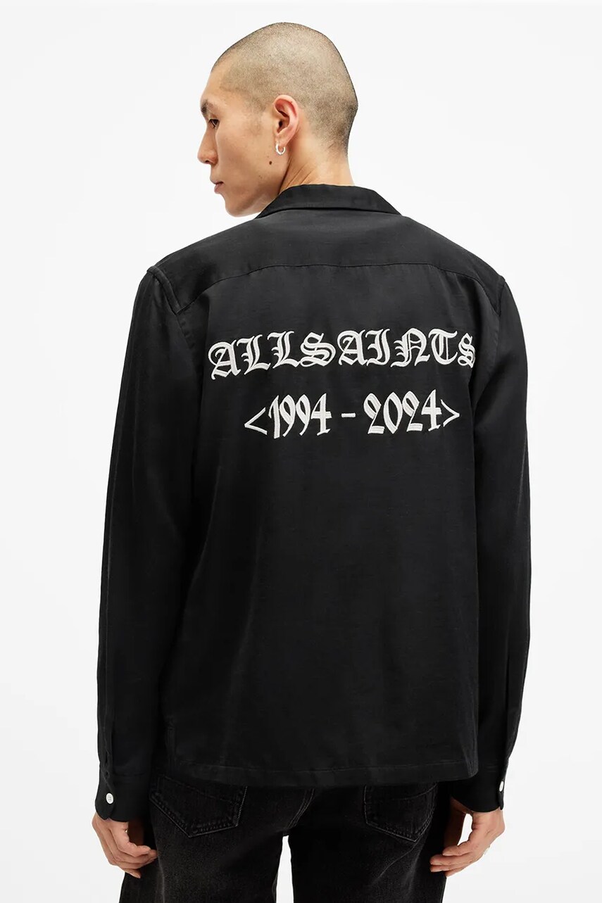 Сорочка AllSaints TROYA чоловіча колір чорний relaxed M106SB