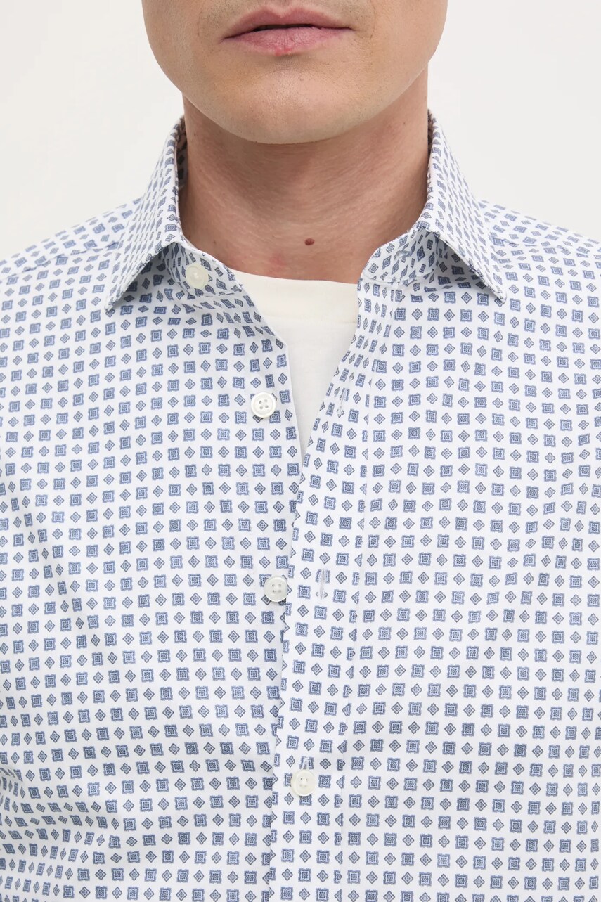 Сорочка Hackett London чоловіча колір білий slim класичний комір HM3010132