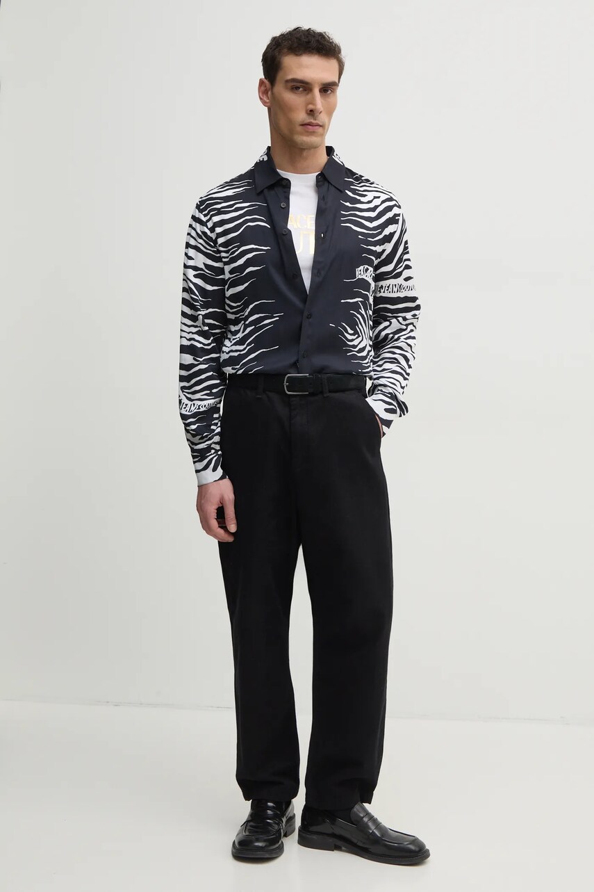 Сорочка Versace Jeans Couture чоловіча колір чорний regular класичний комір 78GAL2RZ NS619