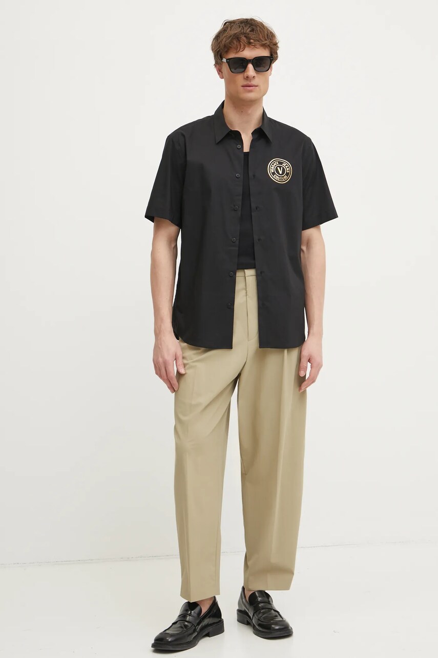 Бавовняна сорочка Versace Jeans Couture чоловіча колір чорний regular класичний комір 78GALY11 CN002
