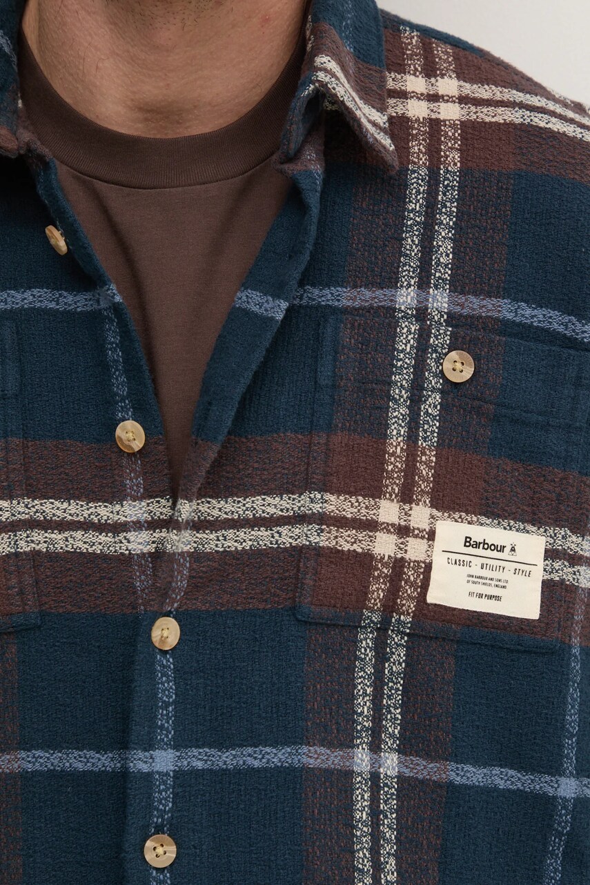 Бавовняна сорочка Barbour чоловіча колір синій regular класичний комір MSH5547NY91