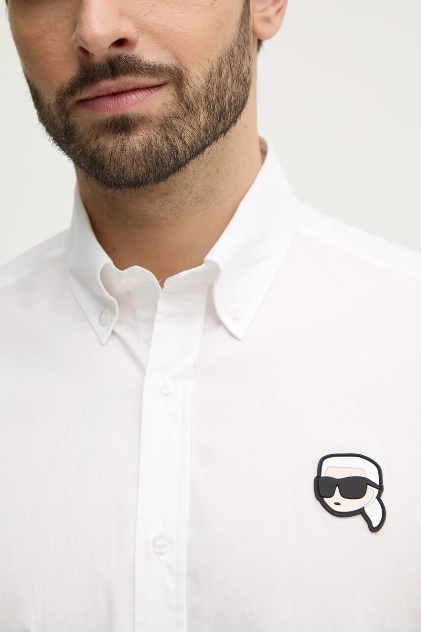 Сорочка Karl Lagerfeld чоловіча колір білий regular комір button-down