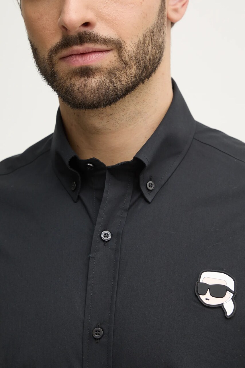 Сорочка Karl Lagerfeld чоловіча колір чорний regular комір button-down
