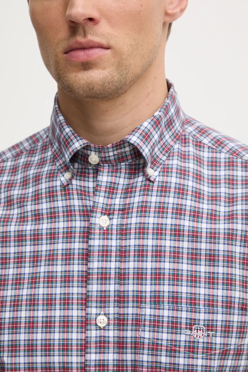 Бавовняна сорочка Gant чоловіча колір бордовий regular комір button-down 3250002